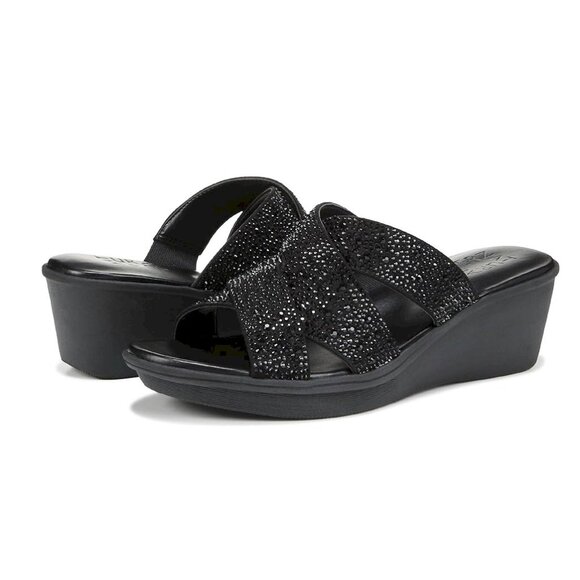 Naturalizer® Rowena 2 Sandals Black Wedges Women's Size 8W New in Box - Picture 1 of 9